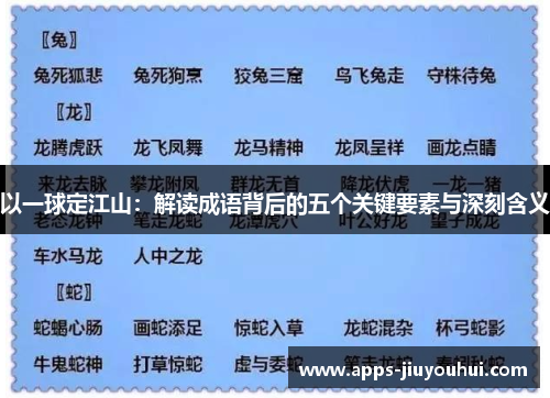 以一球定江山：解读成语背后的五个关键要素与深刻含义